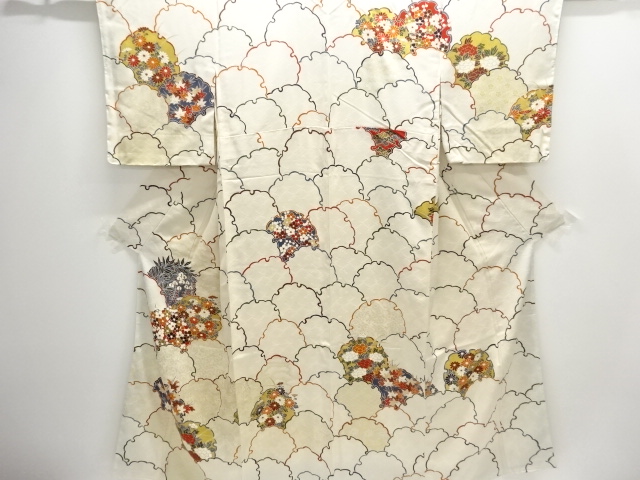 JAPANESE KIMONO / HOMONGI / EMBROIDERY / SNOWFLAKE & FLOWER